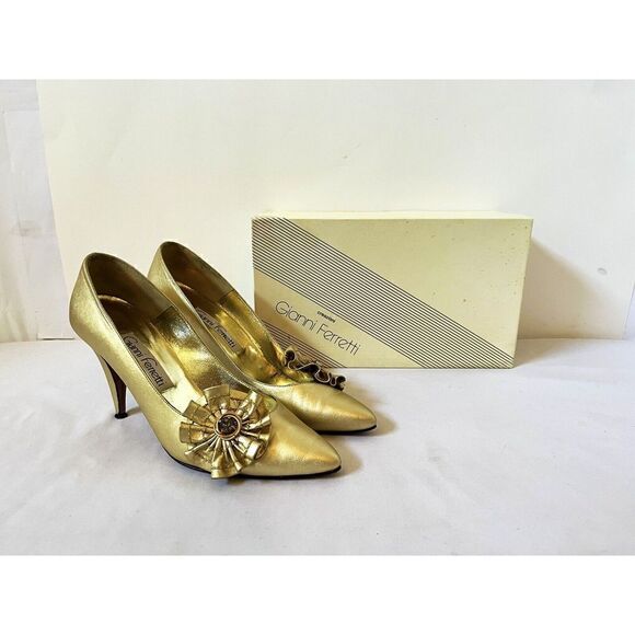 Gianni Ferretti Leather Heels Womens Size 9AA  Leather Soles Made in Italy - Picture 1 of 9